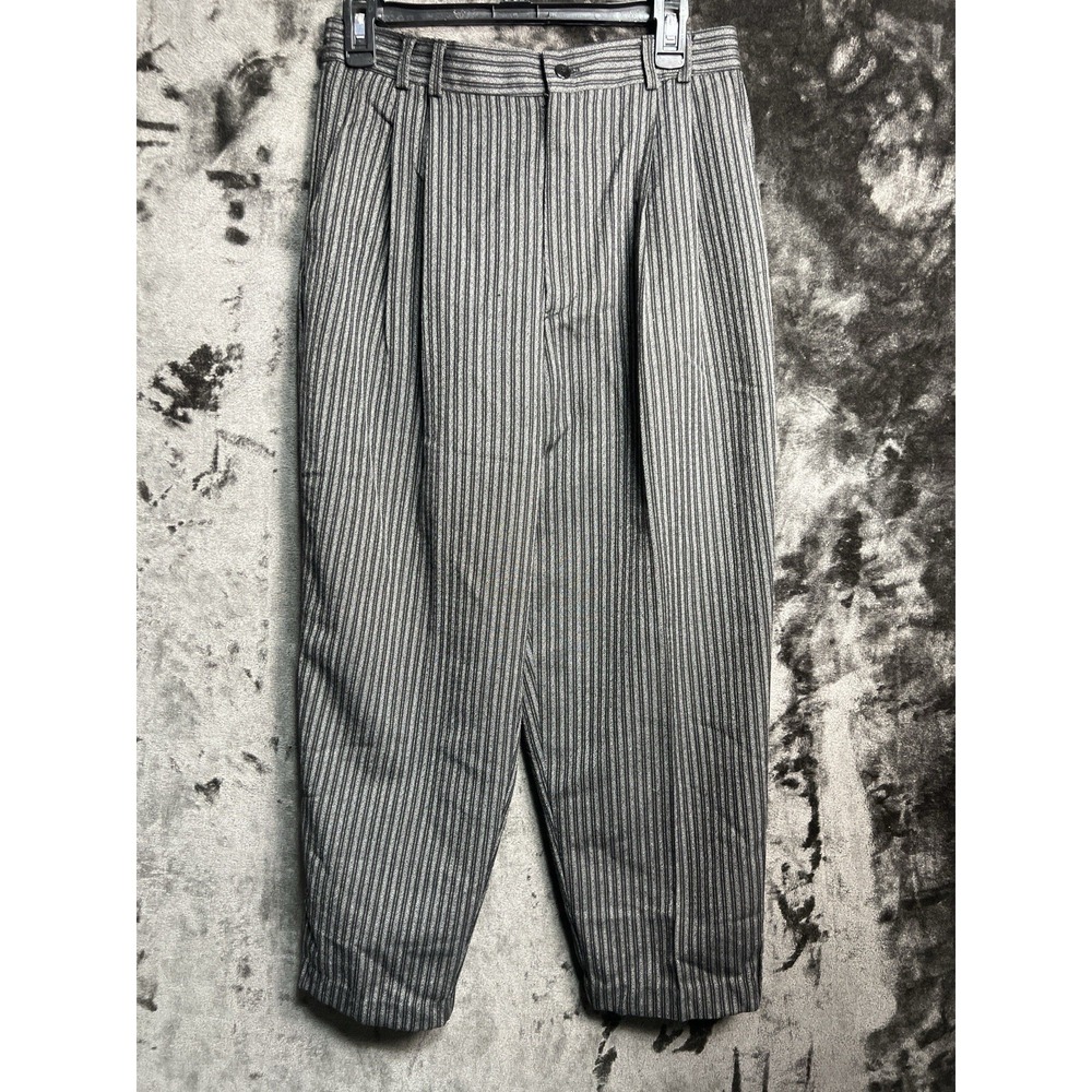 Vintage Worthington Gray Pinstripe Pleated Pants Women's 12 Officecore Style